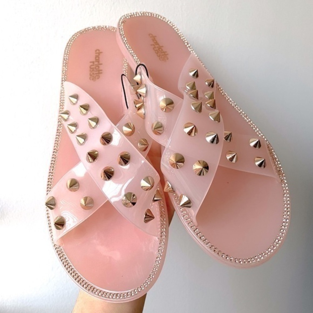Pink Studded Sandals | Charlotte Russe